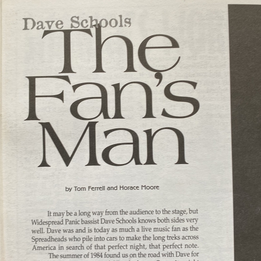 Widespread Panic David Schools Feature Honest Tune Magazine Volume 1 No 4 1997 - Picture 5 of 9